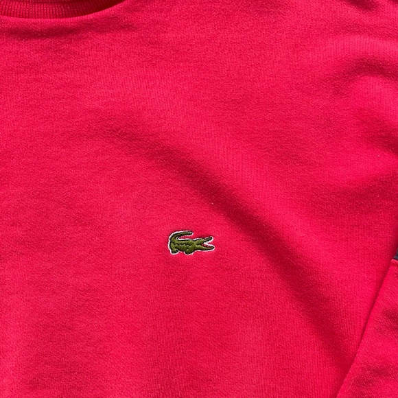 Vintage 80s 90s Izod LaCoste Alligator Red Crew Neck Knit Sweater Size Large - Picture 2 of 4